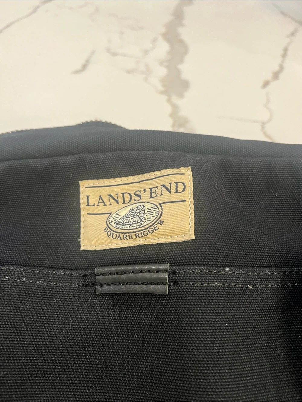 EUC Vintage Lands' End Square Rigger Black Canvas Messenger Bag